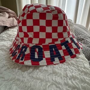 Red and White Croatian Bucket Hat